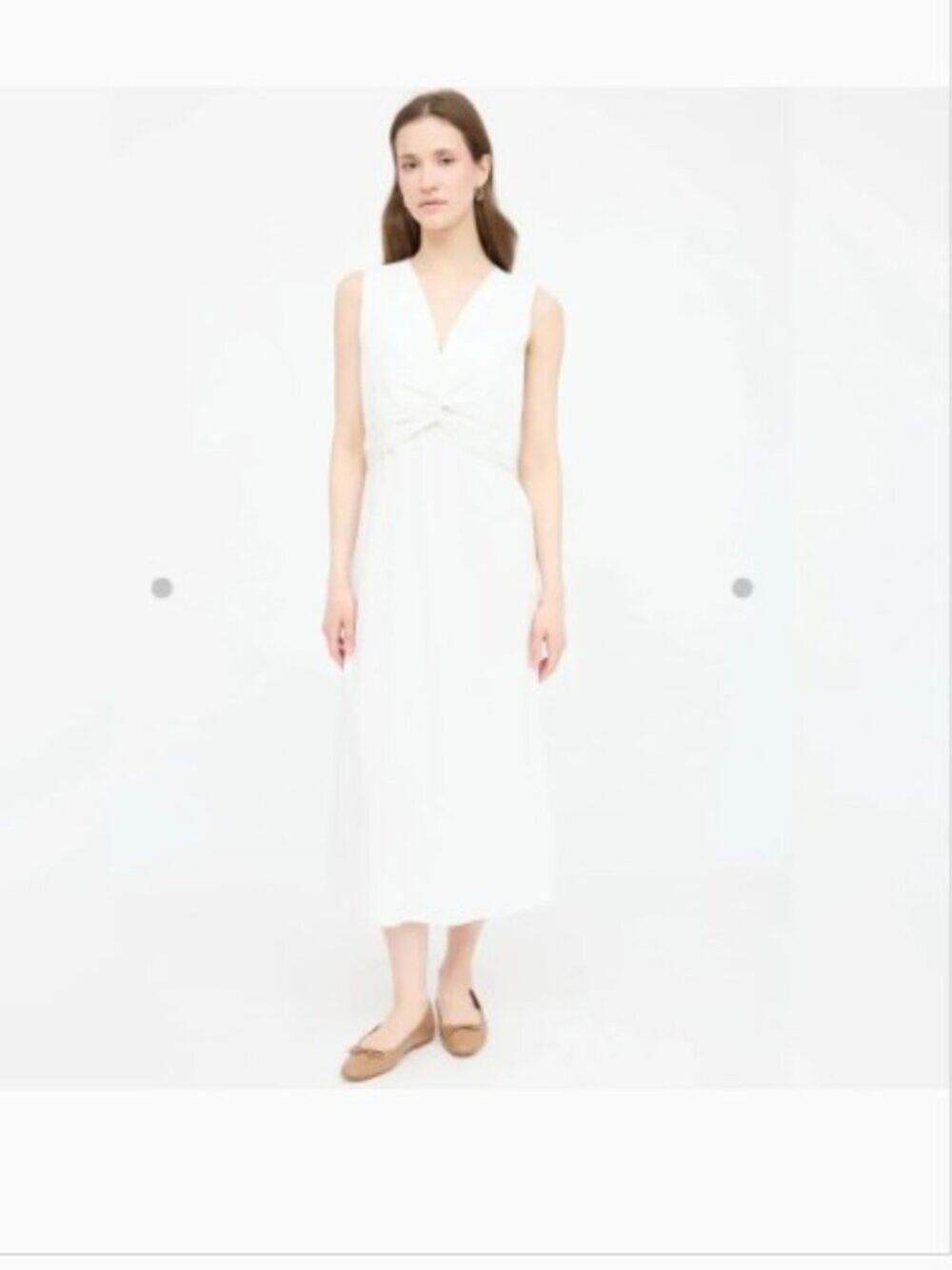 The Row White Poplin Knotted Sleeveless Midi Dress Sz 8
